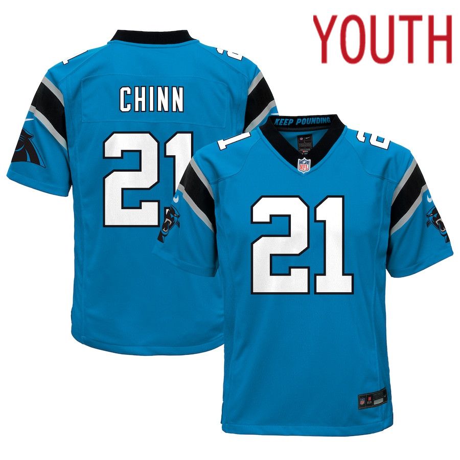 Youth Carolina Panthers #21 Jeremy Chinn Nike Blue Game NFL Jersey